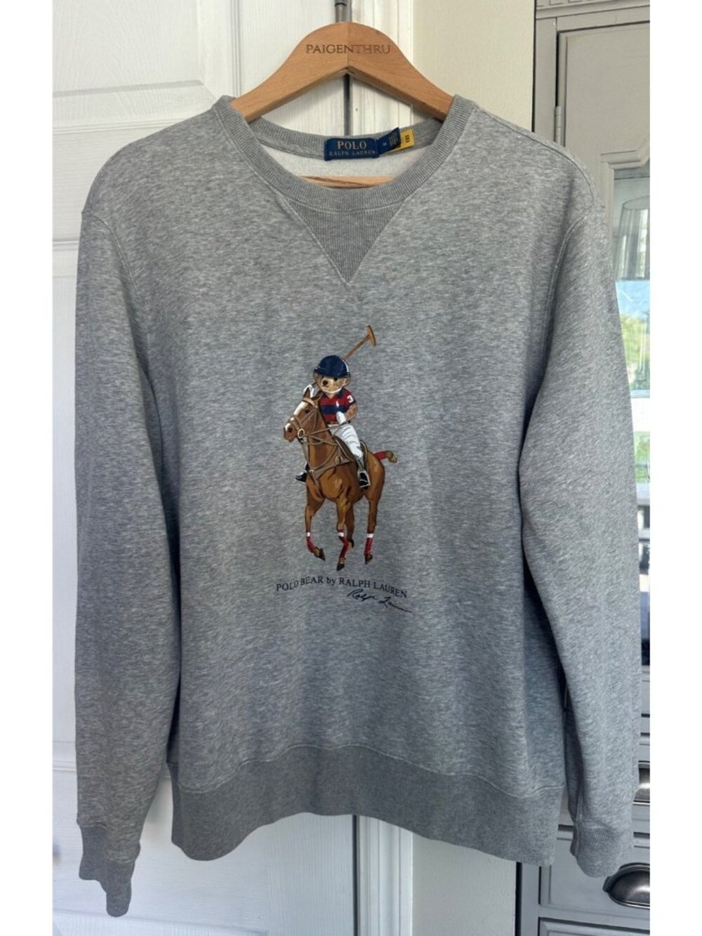 Polo Ralph Lauren M Polo Bear Riding Horse Grey Crewneck Sweater